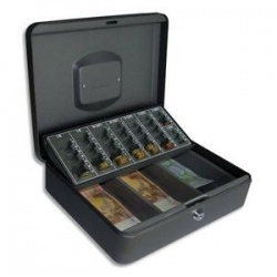 PAVO Caisse à monnaie Europa - Dimensions : L30 x H9 x P23 cm coloris gris foncé