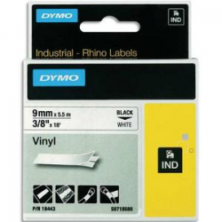 DYMO Ruban Rhino 9 mm vinyl Noir sur Blanc 18443