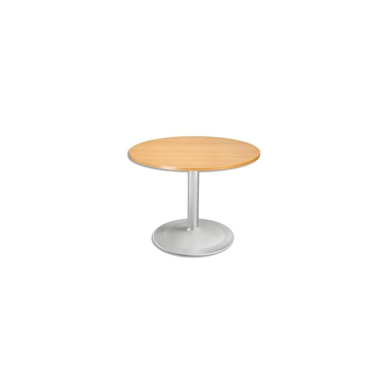 SODEMATUB Table ronde D100 cm, épaisseur 2,5 cm - Pied Tulip D80 cm, hauteur cm hêtre aluminium