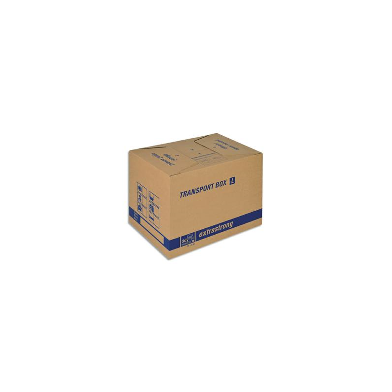 TIDYPAC Carton de déménagement double cannelure format L - Dimensions : L50 x H35 x P35,5 cm brun