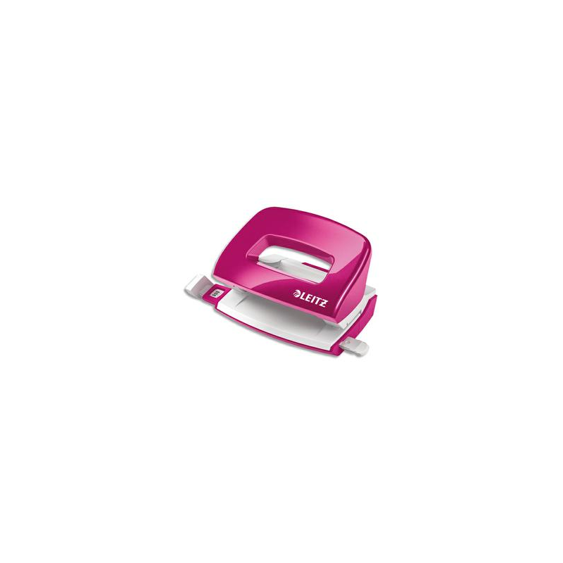 LEITZ Mini perforateur 2 trous WOW Rose, en métal, capacité 10 feuilles