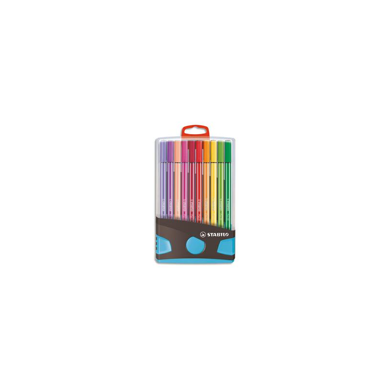 STABILO Etui plastique refermable ColorParade Turquoise 20 feutres PEN68. Pointe moyenne assortis