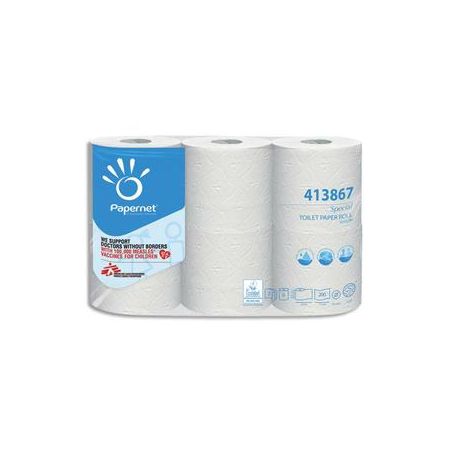 PAPERNET Paquet de 6 rouleaux de Papier toilette Blanc pure cellulose, 2 plis, 200 formats L22m
