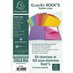 EXACOMPTA Paquet de 50 chemises 210g + 100 sous-chemises 80g ROCK'S en carte coloris assortis