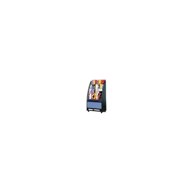 PAPERFLOW Réserve de rangement pour présentoir accueil coloris Noir/Bleu, 33,5X71,7X38