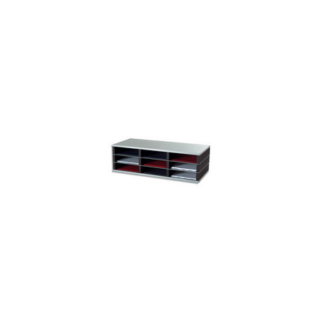 PAPERFLOW Trieur 9 cases A4 élément départ R3 - Dimensions : L75 x H23,2 x P32,8 cm coloris Noir/alu