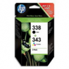 HP Combo pack 338/343 Jet d'encre Noir et couleur SD449EE