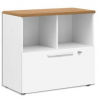 GAUTIER OFFICE Rangement bas 2 cases 1 tiroir Yes façade Blanche et dessus Merisier L80 x H74 x P42 cm