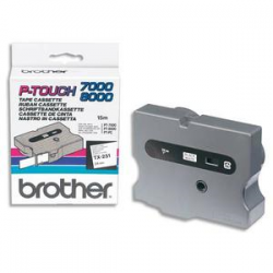 BROTHER Cassette Ruban TX Noir/Blanc 24mmx15m TX251pour P-TOUCH 7000/8000/PC