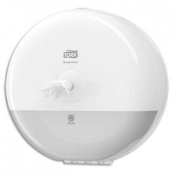 TORK Mini Distributeur de papier toilette en rouleau SmartOne T9 Blanc ABS - Diamètre 21,9 cm