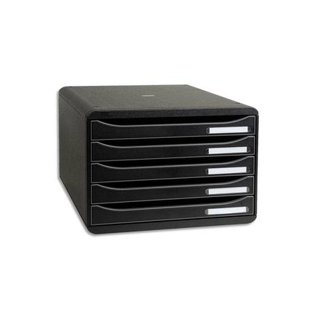 EXACOMPTA Module de classement 5 tiroirs BIG BOX. Coloris Noir. Dim : L27 x H27,1 x P35,5 cm