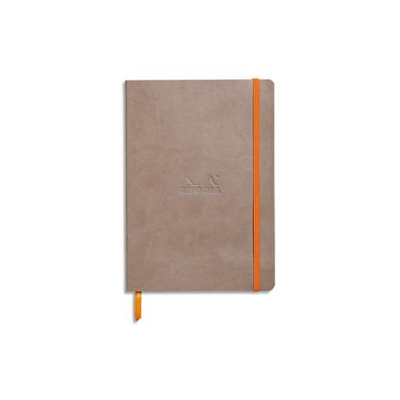 RHODIA Carnet Rhodiarama 14,8x21 160 pages lignées. Couverture simili-cuir Gris taupe