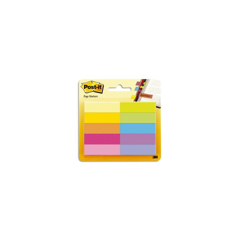 POST-IT Marque-pages POST-IT® papier (10x50) couleurs néons assortis
