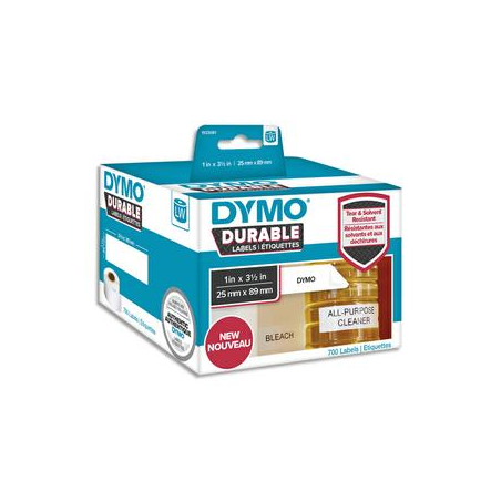 DYMO Pack de 2 rouleaux de 350 LabelWriter Durable 25x89mm Noir/Blanc 1933081