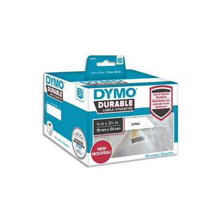 DYMO Pack de 2 rouleaux de 450 étiquettes LabelWriter Durable 19x64mm Noir/Blanc 1933085
