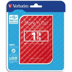 VERBATIM Disque dur 2,5 USB 3.0 Store’N’Go Style 1To Rouge 53203
