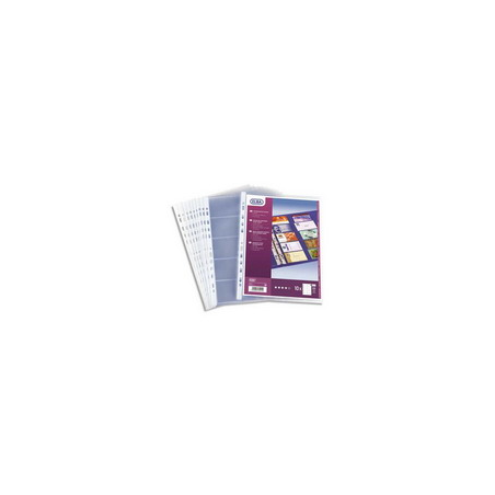 ELBA Sachet de 10 pochettes perforées pour cartes de visite, en PVC 10/100. Format A4. 10+10 cartes.
