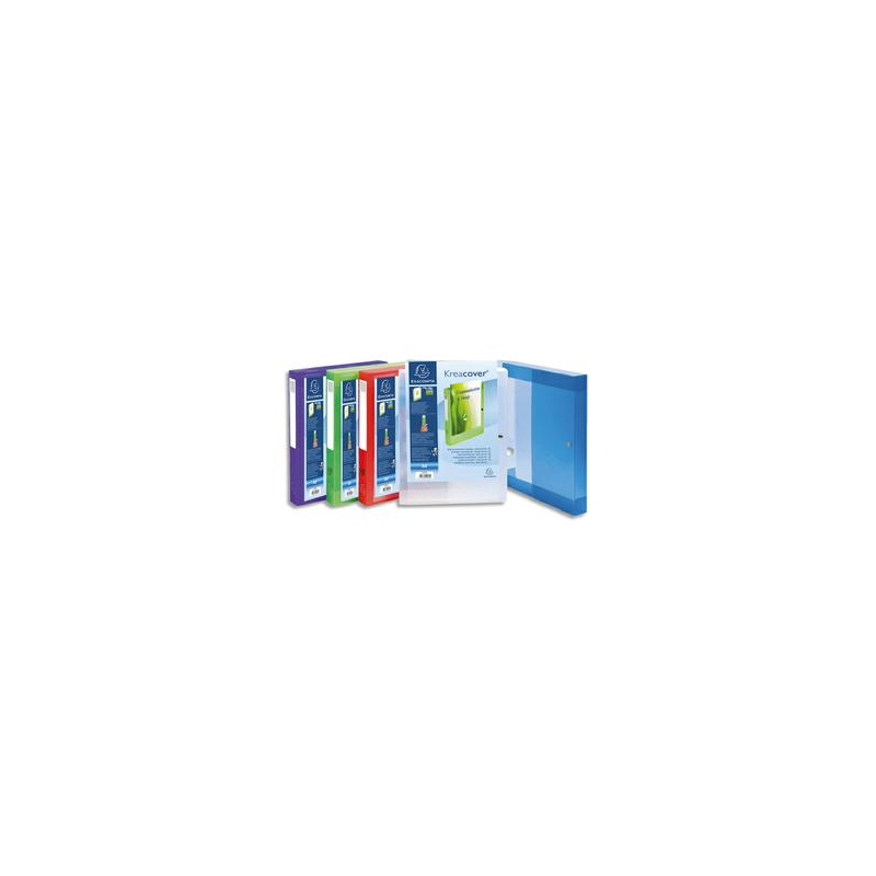 EXACOMPTA Boîte de classement KREACOVER personnalisable en polypropylene 7/10e, dos 4cm, coloris assortis