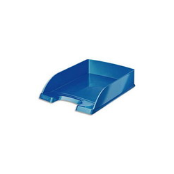 LEITZ Corbeille à courrier Leitz Plus - WOW Bleu métallisé - L35,7 x H7 x P25,5 cm