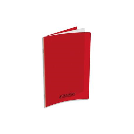 CONQUERANT C9 Cahier piqûre 21x29,7cm 48 pages 90g grands carreaux Séyès. Couverture polypropylène Rouge