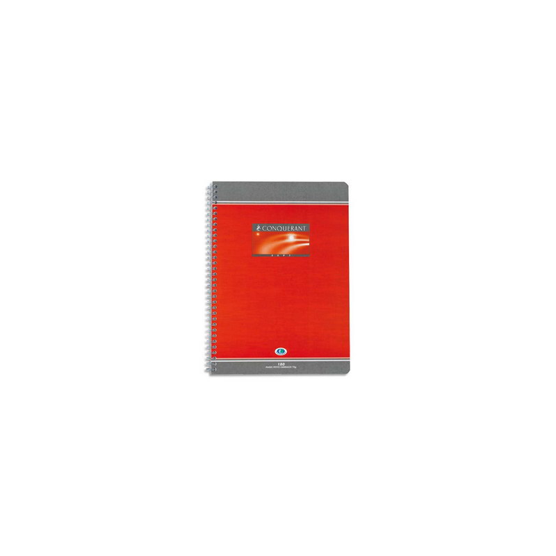 CONQUERANT C7 Cahier reliure spirale 17x22 cm 180 pages 70g grands carreaux séyès