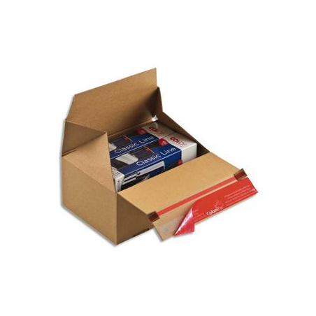 COLOMPAC Carton d'expédition Eurobox S Brun simple cannelure, fermeture adhésive L14,5 x H14 x P9,5 cm