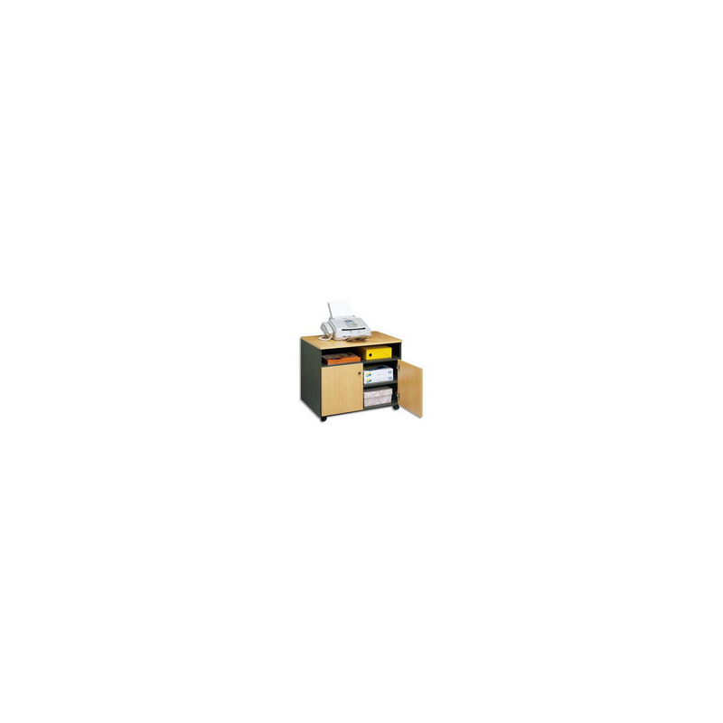 SIMMOB Meuble photocopieur 2 portes + tablette et niche coloris hêtre anthracite