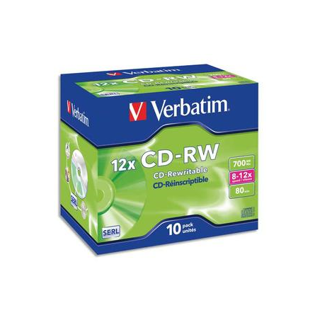 VERBATIM Boîte de 10 CD-RW 80mn high speed