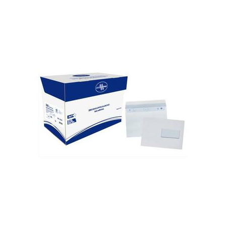 BONG Boîte de 200 enveloppes Blanches auto-adhésives 80g format 162X229mm C5 fenêtre 45x100mm