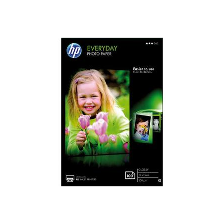 HP Pack de 100 Papier photo Everyday Jet d'encre brillant 200g 10x15 CR757A