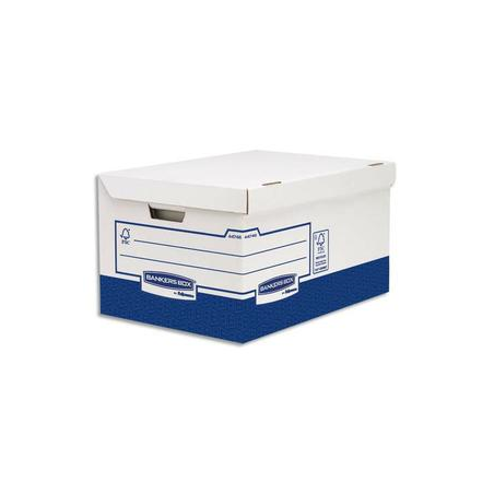 BANKERS BOX Conteneur Maxi HEAVY DUTY. Montage manuel. Carton Blanc/Bleu