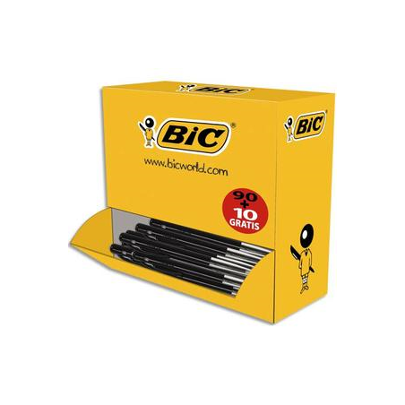 BIC Pack 90 stylos bille M10 Noir + 10 offerts. Pointe moyenne.