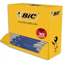 BIC Pack 90 stylos bille M10 Bleu + 10 offerts. Pointe moyenne.