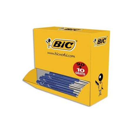 BIC Pack 90 stylos bille M10 Bleu + 10 offerts. Pointe moyenne.