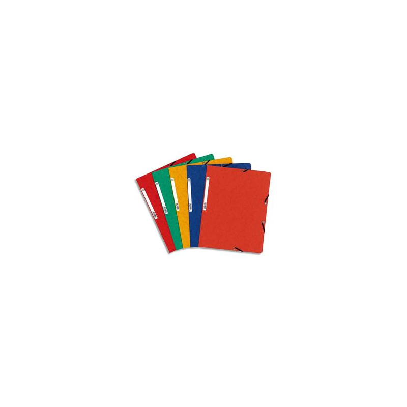EXACOMPTA Chemise simple à élastique. Carte lustrée 5/10e. Coloris assortis Rouge/vert/Jaune/Bleu/Orange