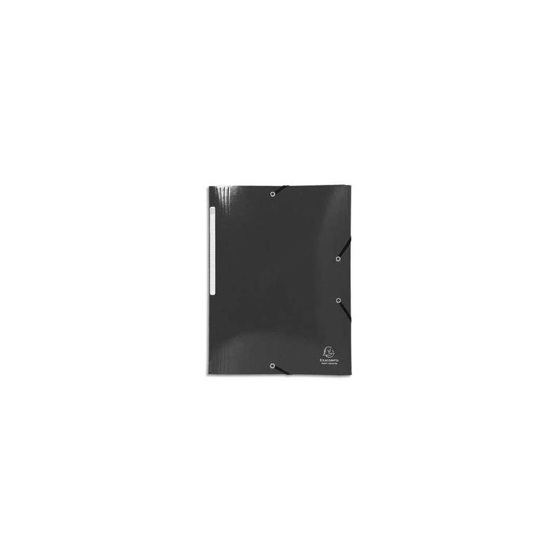 EXACOMPTA Chemise 3 rabats à élastiques IDERAMA en carte pelliculée 5/10, 425g. Coloris Noir