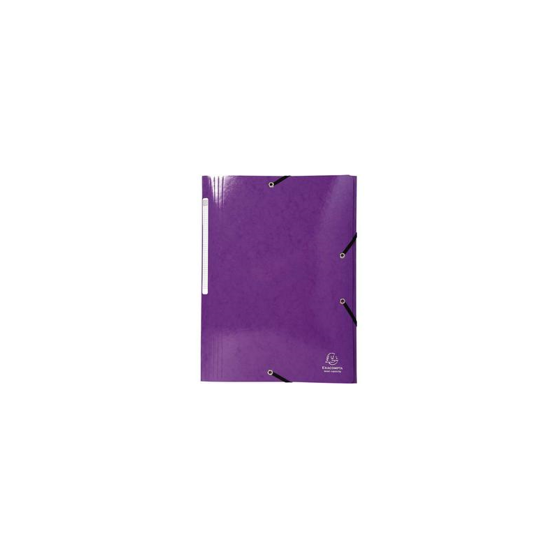 EXACOMPTA Chemise 3 rabats à élastiques IDERAMA en carte pelliculée 5/10, 425g. Coloris Violet