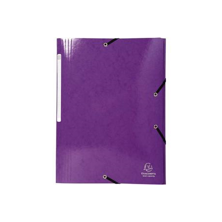 EXACOMPTA Chemise 3 rabats à élastiques IDERAMA en carte pelliculée 5/10, 425g. Coloris Violet