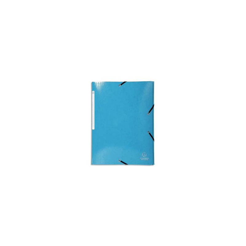 EXACOMPTA Chemise 3 rabats à élastiques IDERAMA en carte pelliculée 5/10, 425g. Coloris Bleu clair