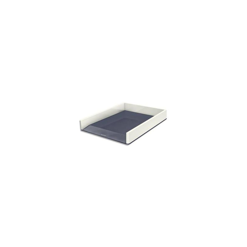 LEITZ Corbeille à courrier Dual Blanc Gris métallisé - Dimensions : L26,7 x H4,9 x P33,6 cm