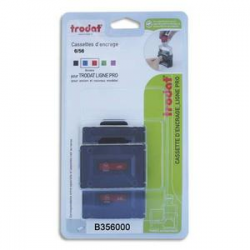 TRODAT Blister 3 recharges 6/56 pour appareils 5177/5204/5558/55510… Bicolore Bleu et Rouge