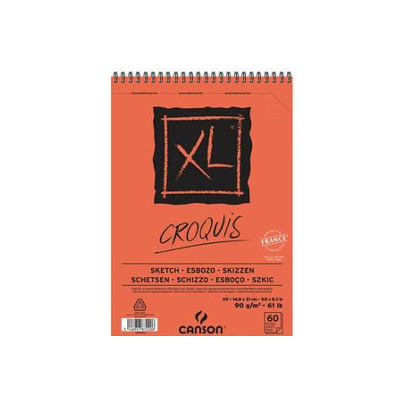 CANSON Album de 60 feuilles de papier dessin CROQUIS XL spirale 90g A5