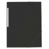 PERGAMY Chemise 3 rabats monobloc à élastique en carte lustrée 5/10e, 390g. Coloris Noir.