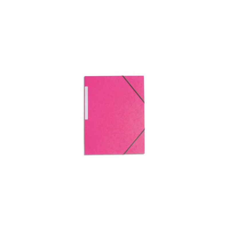 PERGAMY Chemise 3 rabats monobloc à élastique en carte lustrée 5/10e, 390g. Coloris Rose clair.