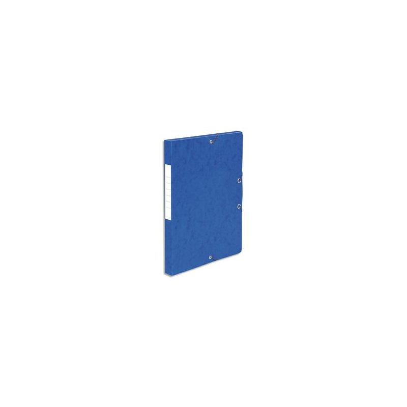 PERGAMY Boîte de classement à élastique en carte lustrée 7/10, 600g. Dos 25mm. Coloris Bleu.