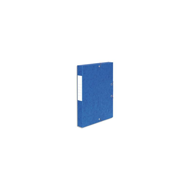 PERGAMY Boîte de classement à élastique en carte lustrée 7/10, 600g. Dos 40mm. Coloris Bleu.
