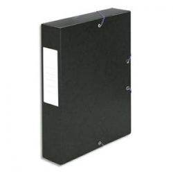 PERGAMY Boîte de classement à élastique en carte lustrée 7/10, 600g. Dos 60mm. Coloris Noir.