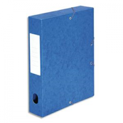 PERGAMY Boîte de classement à élastique en carte lustrée 7/10, 600g. Dos 60mm. Coloris Bleu.