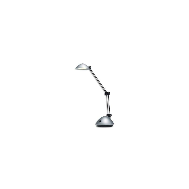 HANSA Lampe à led Space agenté satiné métal et ABS - Bras 17 et 26 cm, Tête D9,5 cm Socle D13 cm