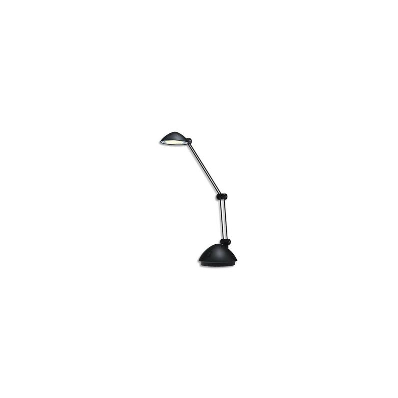 HANSA Lampe à led Space Noire satiné métal et ABS - Bras 17 et 26 cm, Tête D9,5 cm Socle D13 cm